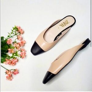 SOLD! Zara leather ballet mules. Size 39. NWT